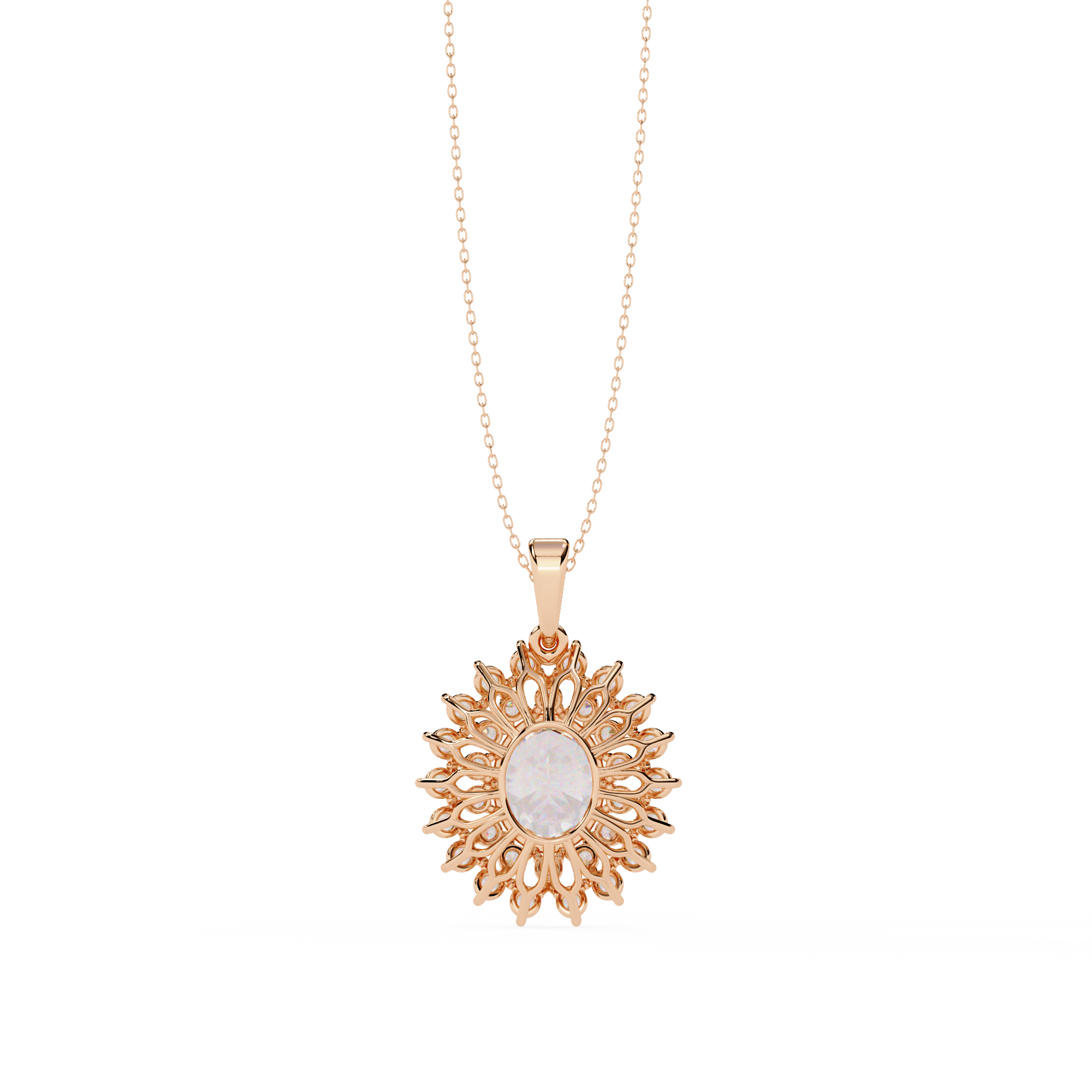 Solitairekart 3.41ct Oval Halo Natural Diamond Pendant-H Color, VS1 Clarity